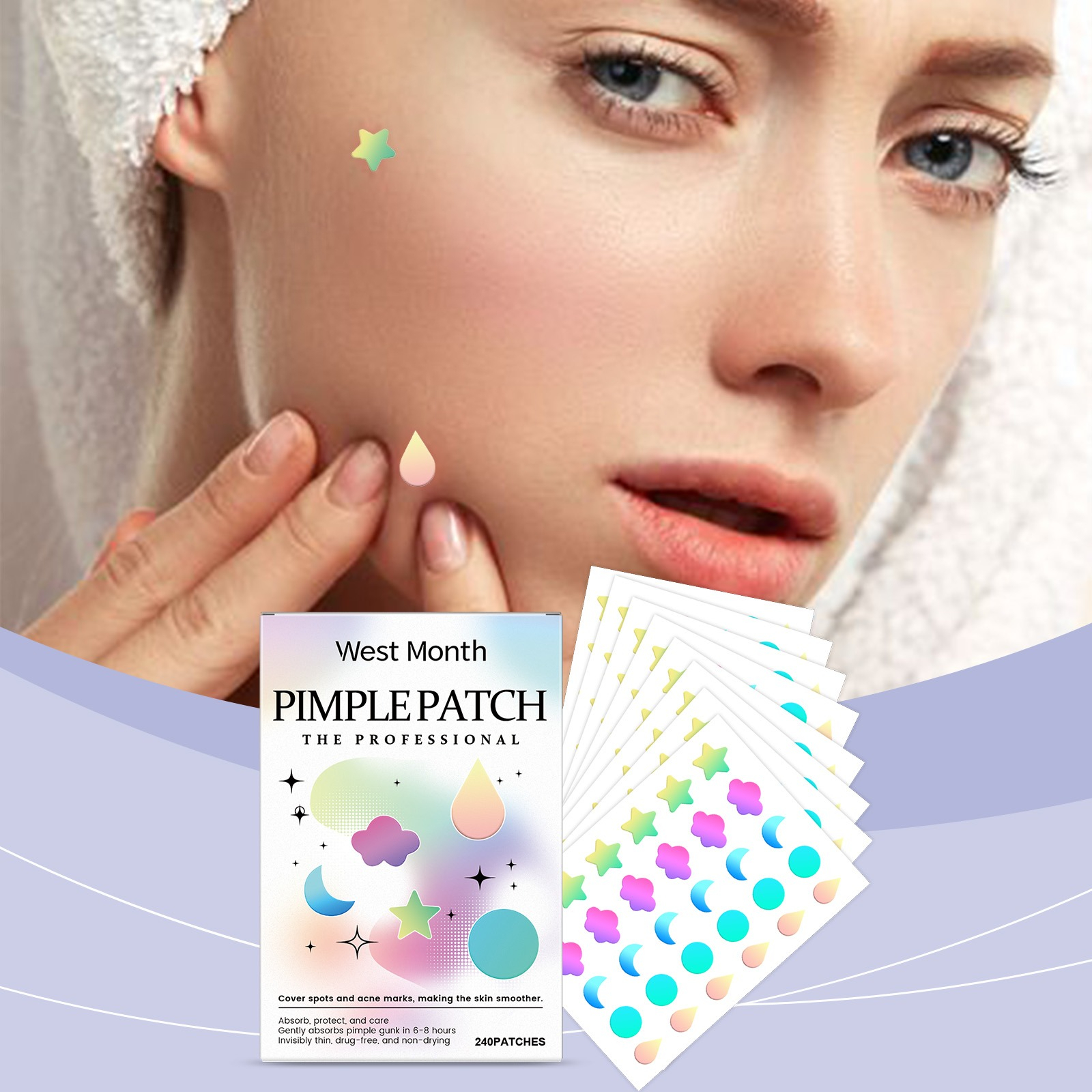Skincare Gentle - Colored Acne Patches, soft gentle covering
